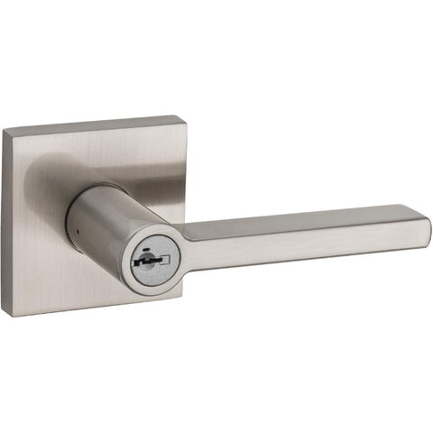 Weiser Entry Lever Featuring SmartKey, Exterior Door Handle, Satin Nickel (9SENL5350-013)