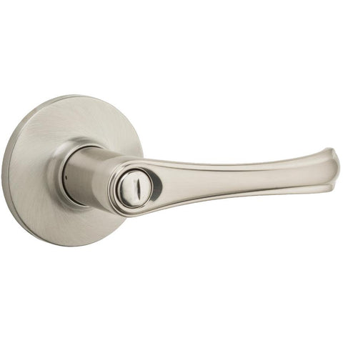 Weiser Grapevine Lever for Bedroom/Bathroom, Interior Door Handle with Privacy Lock, Satin Nickel (9SL30000-023)