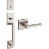 Weiser San Clemente Handle Set with Halifax Lever, Exterior Door Lock Featuring SmartKey and Microban, Satin Nickel