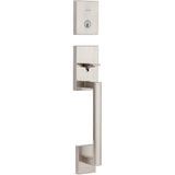 Weiser San Clemente Handle Set with Halifax Lever, Exterior Door Lock Featuring SmartKey and Microban, Satin Nickel