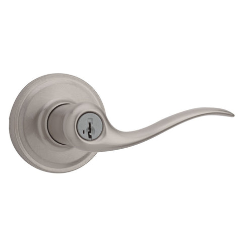 Weiser Toluca Entry Lever Featuring SmartKey and Microban, Exterior Door Handle, Satin Nickel