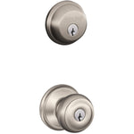 Satin Nickel Georgian Entrance and Deadbolt Knobset