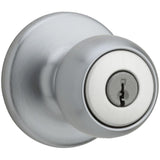 Weiser Fairfax Entry Knob Featuring SmartKey, Exterior Door Knob with Key, Satin Chrome (9GAC5310-067)