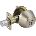 Weiser Round Deadbolt, Exterior Door Lock, Single Cylinder, Satin Nickel