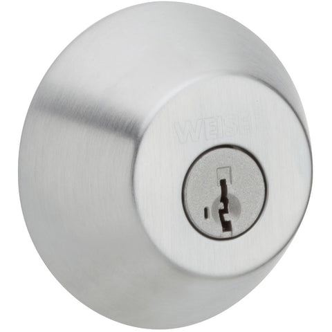 Weiser Round Deadbolt Featuring SmartKey, Exterior Door Lock, Single Cylinder, Satin Chrome (GD9471)