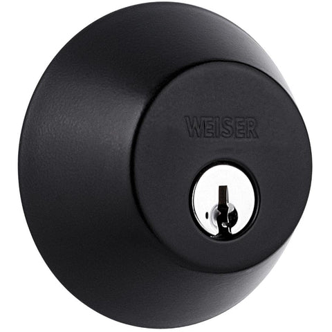 Weiser Round Deadbolt Featuring SmartKey, Exterior Door Lock, Single Cylinder, Matte Black