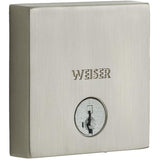 Weiser Downtown Contemporary Square Deadbolt Featuring SmartKey, Exterior Door Lock, Satin Nickel (9GD14710-009)