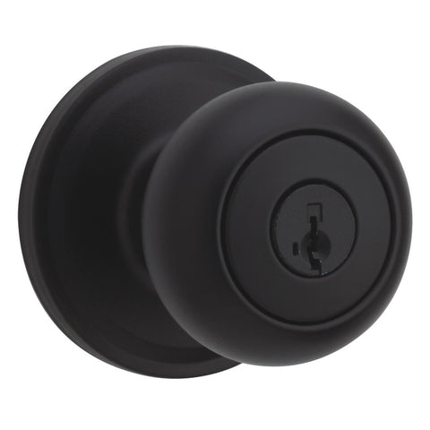 Weiser Troy Entry Knob Featuring SmartKey, Exterior Door Knob with Key, Matte Black