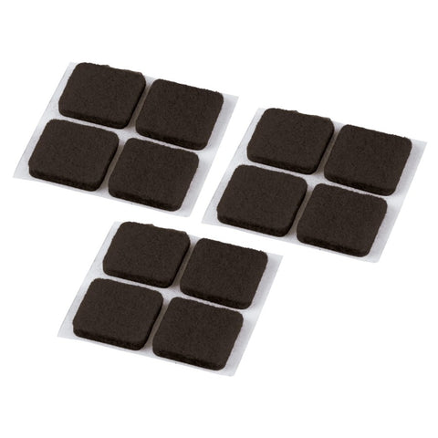 12 Pack 3/4" Medium Duty Square Brown Felt Pads