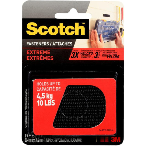 2 Pack 1" x 3" Black Hook and Loop Extreme Strip Fasteners