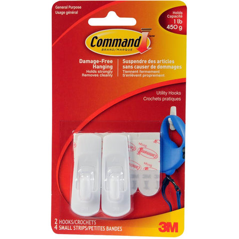 2 Hooks Plus 4 Strips Small Adhesive Hooks