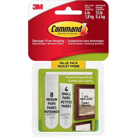 12 Pack of 4lb and 12lb Adhesive Picture Hangers