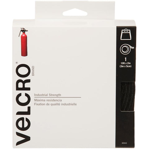 VELCRO Brand - Industrial Strength | Indoor & Outdoor Use | Superior Holding Power on Smooth Surfaces | Size 10ft x 2in | Tape, Black