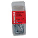 10 Pack 1-1/4" Zinc Square Bend Screw Hooks