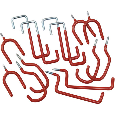 14 Pack Red Storage Hooks, Assorted Styles