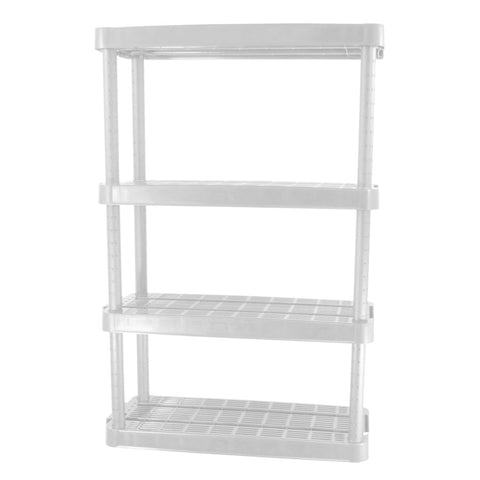 Gracious Living 54.5 Inch 4 Shelf Heavy Duty Light Weight Garage or Indoor Storage Unit Holds up to 100 Pounds with Easy Assembly (1 Pack), White