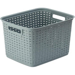 15" x 12-1/4" x 9-3/8" Grey Plastic Storage Basket
