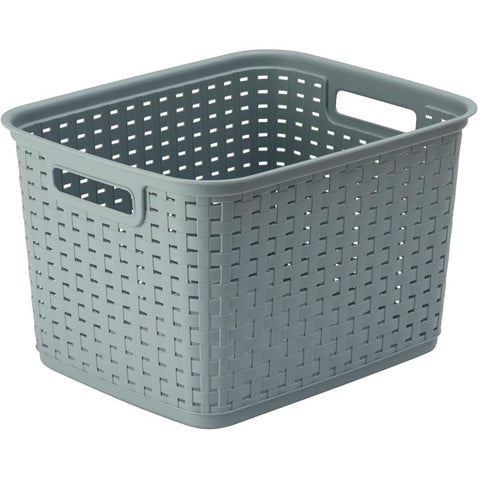 15" x 12-1/4" x 9-3/8" Grey Plastic Storage Basket
