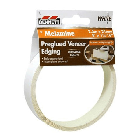 13/16" x 8' Pre-Glued White Melamine Edgebanding