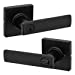 Weiser Breton Square Rose Keyed Entry Door Handle with SmartKey, Locking Exterior Lever - Matte Black