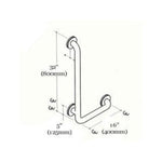 16" x 32" L-Shaped Right Hand Grab Bar - Chrome