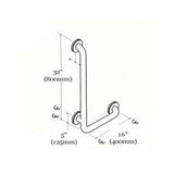 16" x 32" L-Shaped Right Hand Grab Bar - Chrome