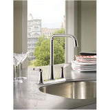 Moen 87633 Danika Metal & Plastic 2-Lever Handle High Arch Kitchen Faucet, 8" Faucet Center, Chrome