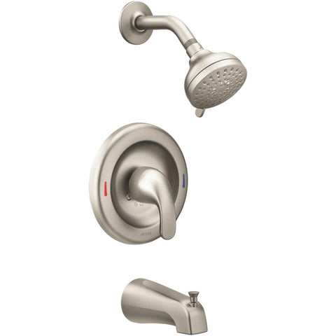 Moen 82603SRN Adler 1 Handle Tub & Shower Faucet Nickel Finish Spot Resist Brushed 1 Watersense Bathtub Multi-Function Showerhead