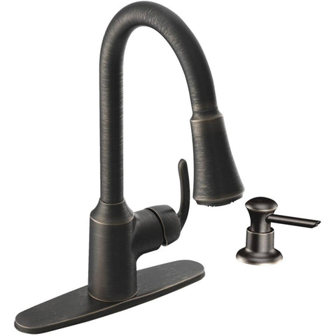 Moen CA87094BRB Pullout Spray High-Arc Kitchen Faucet with Reflex Technology from The Bayhill Collection, Mediterranean Bronze