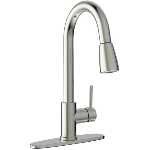 Urbania Single Handle Pull-Down Kitchen Faucet - with Pause Button, Brushed Nickel