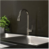 Urbania Single Handle Pull-Down Kitchen Faucet - with Pause Button, Brushed Nickel