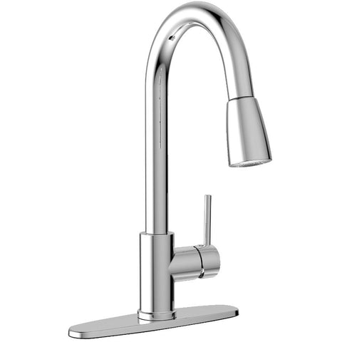 Plumb Pak URB78CCP Single Handle Pull Down Kitchen Faucet with Dual Spray Pattern and Pause Button, Polished Chrome