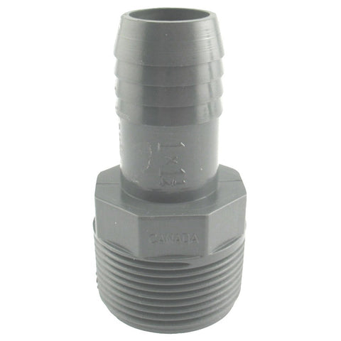 1" Insert x 1-1/4" Male Pipe Thread Poly Adapter