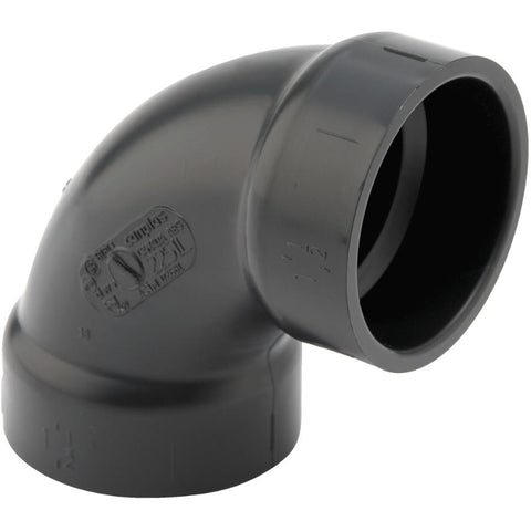 1-1/2" Hub x Hub ABS 90 Degree Long Turn Elbow