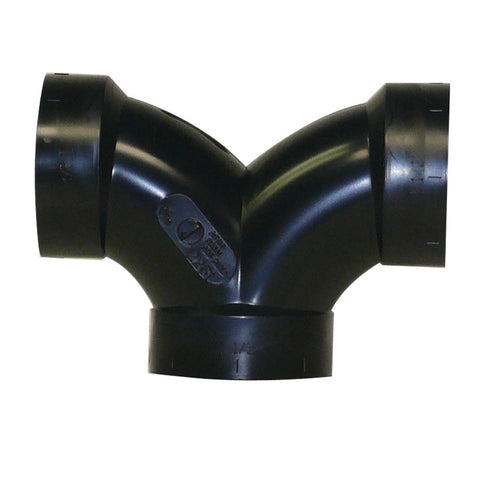 1-1/2" Hub x Hub x Hub ABS 90 Degree 3 Way Elbow