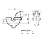 1-1/2" ABS Swivel"P" Trap, with Cleanout