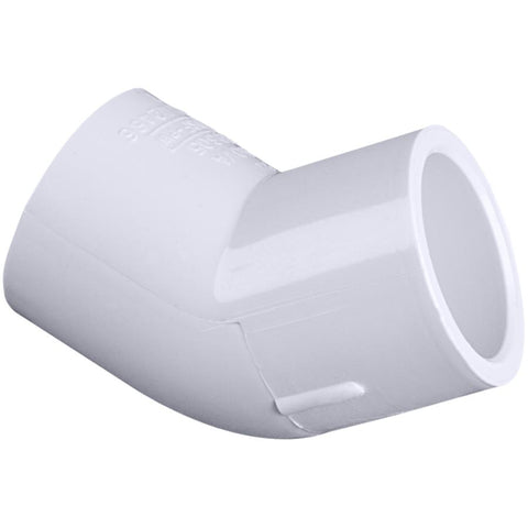 Schedule 40 1/2" Slip x Slip PVC 45 Degree Elbow