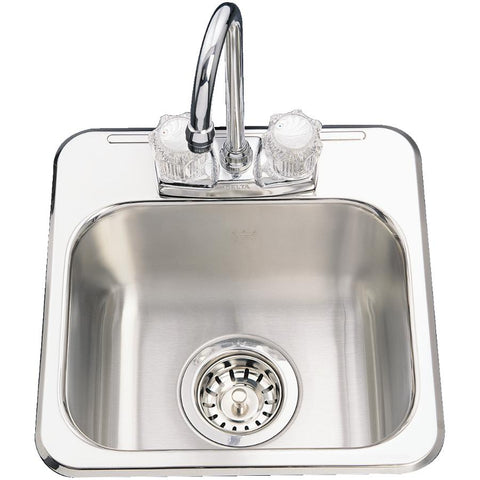 13 inch(s) x 13 inch(s) x 6 inch(s) 2 Hole Stainless Steel Bar Sink, with Ledge