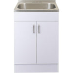 White Laundry Tub Cabinet with Stainless Steel Sink