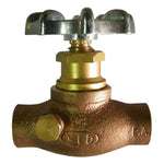 1/2" Copper Straight Stop Valve - with Drain + Aluminium Handle