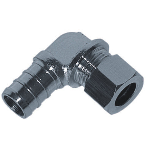 1/2" PEX  x 3/8" Compression Brass 90 Degree Elbow