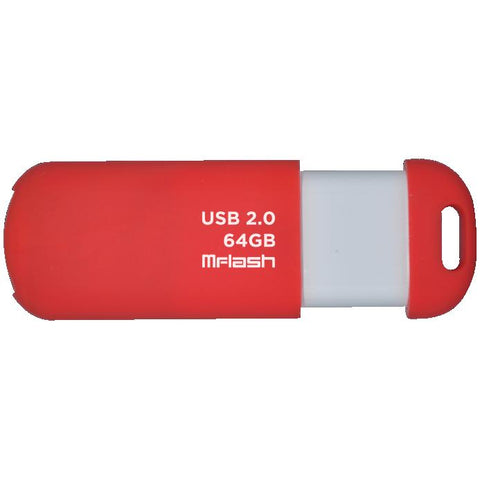 MFLASH 64GB The Flash Thumb Drive, USB 2.0 Flash Drive for External Storage, and SD Card Backup, on The go USB Memory Stick for Computers in Red Velvet