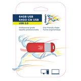 MFLASH 64GB The Flash Thumb Drive, USB 2.0 Flash Drive for External Storage, and SD Card Backup, on The go USB Memory Stick for Computers in Red Velvet