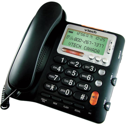 VTech CD1281 Corded Big Button Telephone with Speakerphone, Volume Boost and Caller ID (Black)