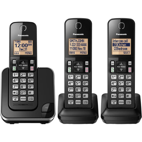 Panasonic KXTGC383B Dect_6.0 3-Handset Landline Telephone