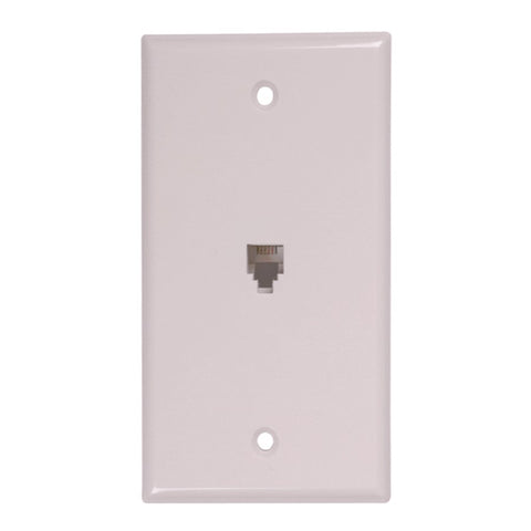 Modular Phone Wall Plate - with 6 Conductors, White