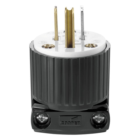 Eaton 5266-L 15-Amp Industrial Grade 3-Wire Grounding Plug, Black