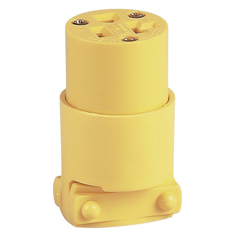 EATON 4228-BOX Heavy Duty Grounded Straight Blade Electrical Connector, 125 V, 20 A, 2 Pole, Yellow