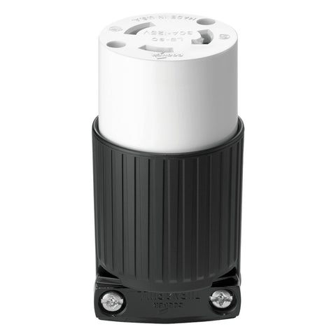 EATON L530C Arrow Hart Safety Grip Grounded Polarized Twist Lock Electrical Connector, 30 A, Black and White