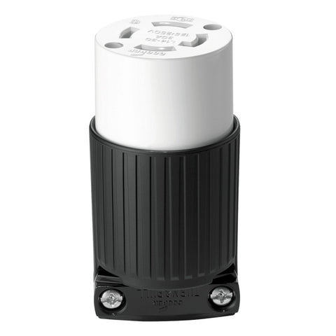 EATON L1430C Arrow Hart Safety Grip Grounded Locking Polarized Electrical Connector, 125/250 V, Black and White